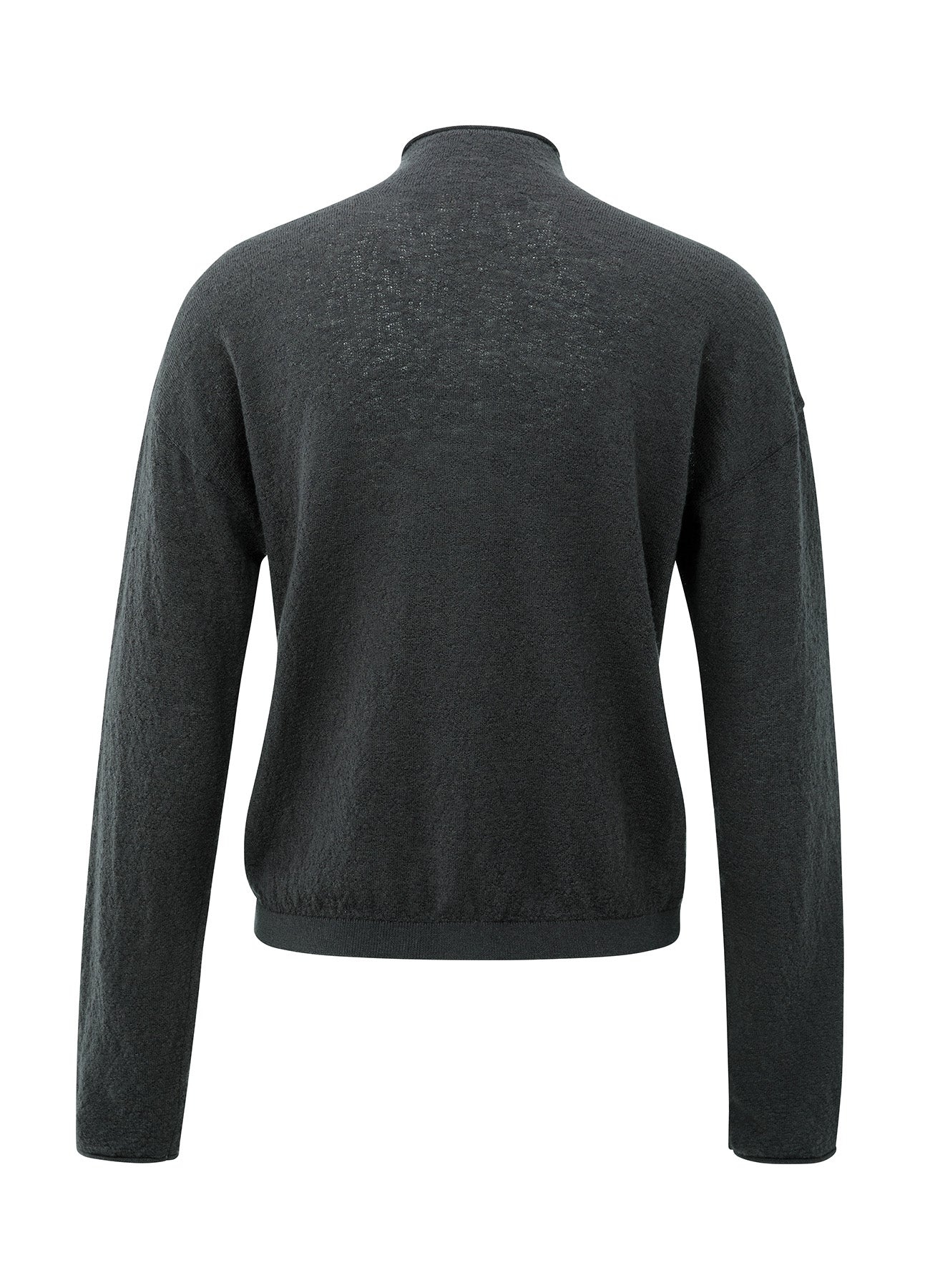 Textured Cardigan High Necklin : Oyster Black 90205