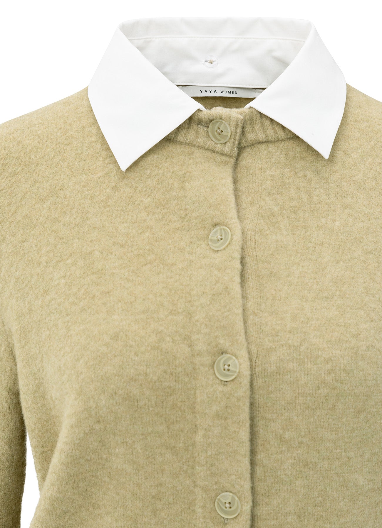 Cardigan With Detachable Woven : Pale Olive Green 50522