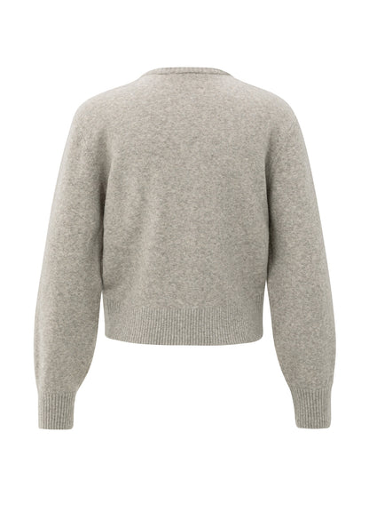 Cardigan With Detachable Woven : Brownish Grey 99018