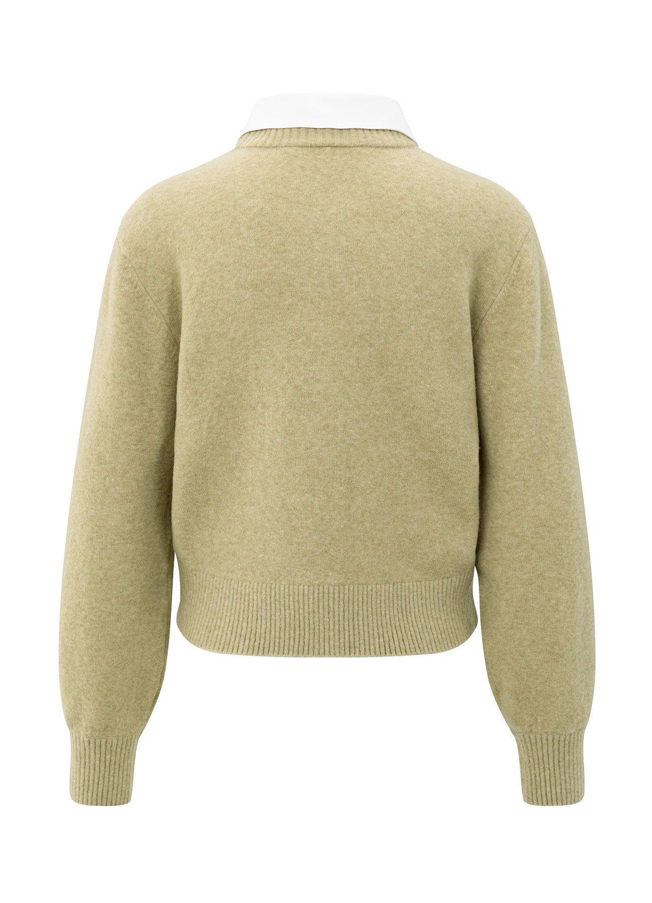 Cardigan With Detachable Woven : Pale Olive Green 50522