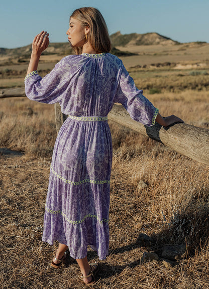 Long Dress Long Sleeves : Purple
