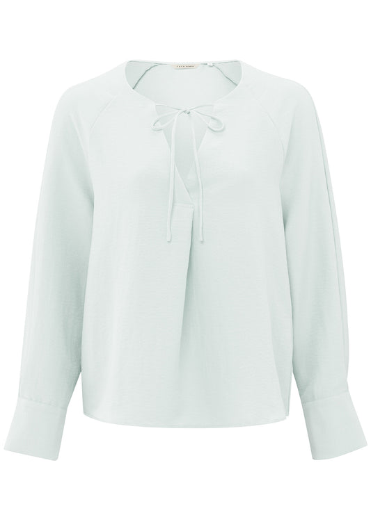 Shiny V-Neck Top : Barely Blue 24306