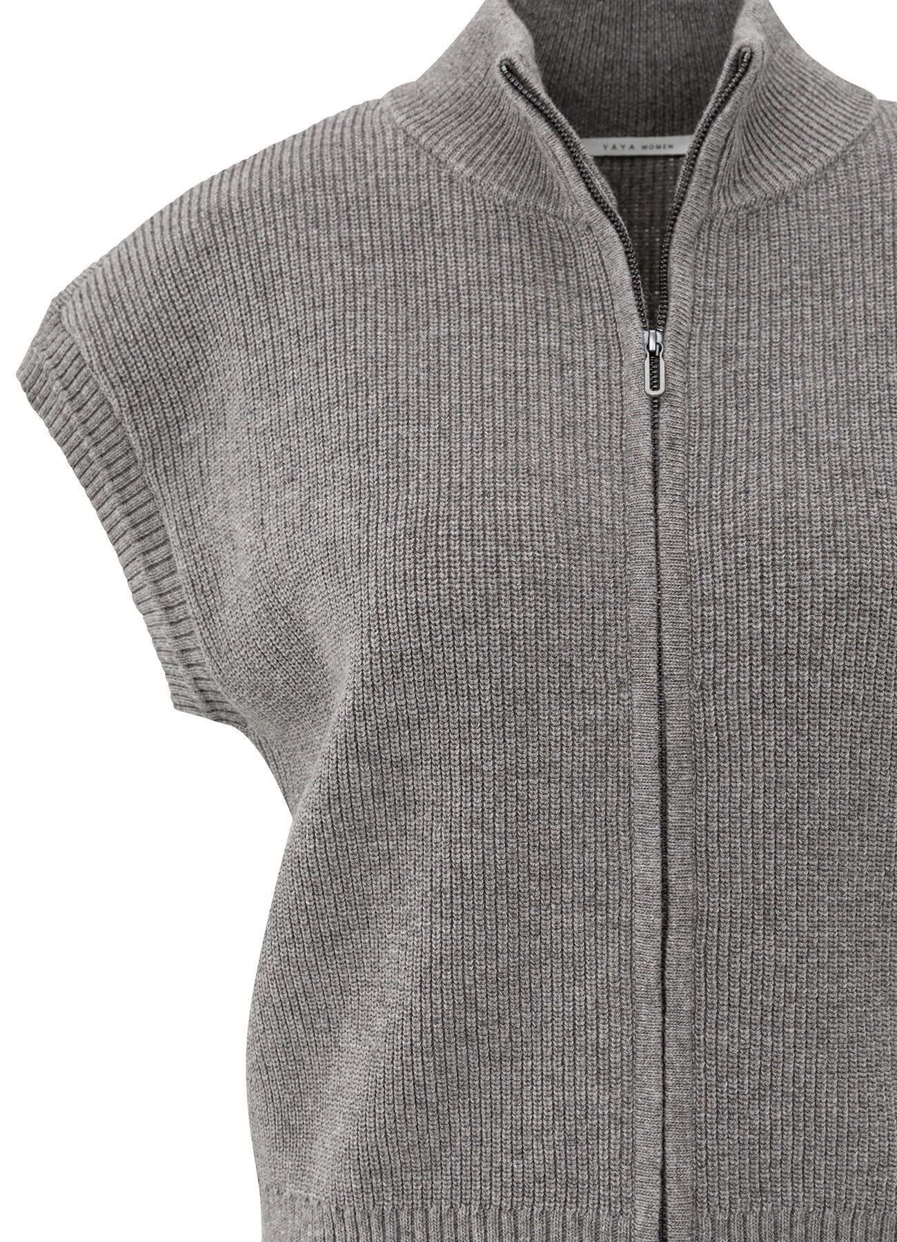 Sleeveless Cardigan With Zipper : Taupe Grey 990322