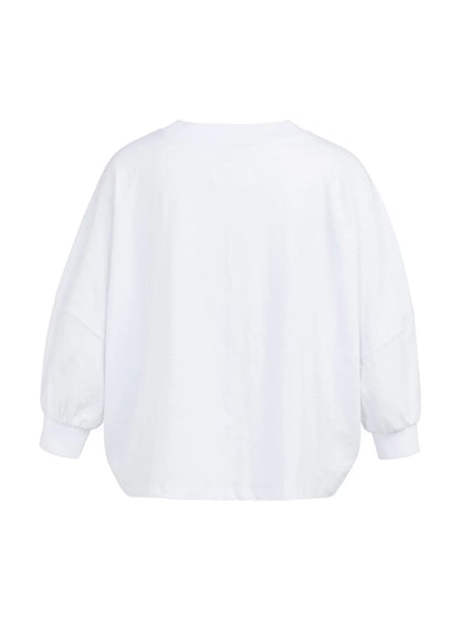 Oversized Jersey Top With Cuffs : Pure White 00000
