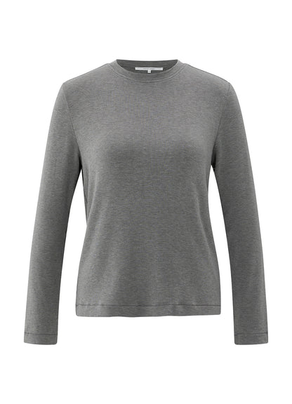 Long Sleeve Heavy Weight Jersey Top : Taupe Grey Melange