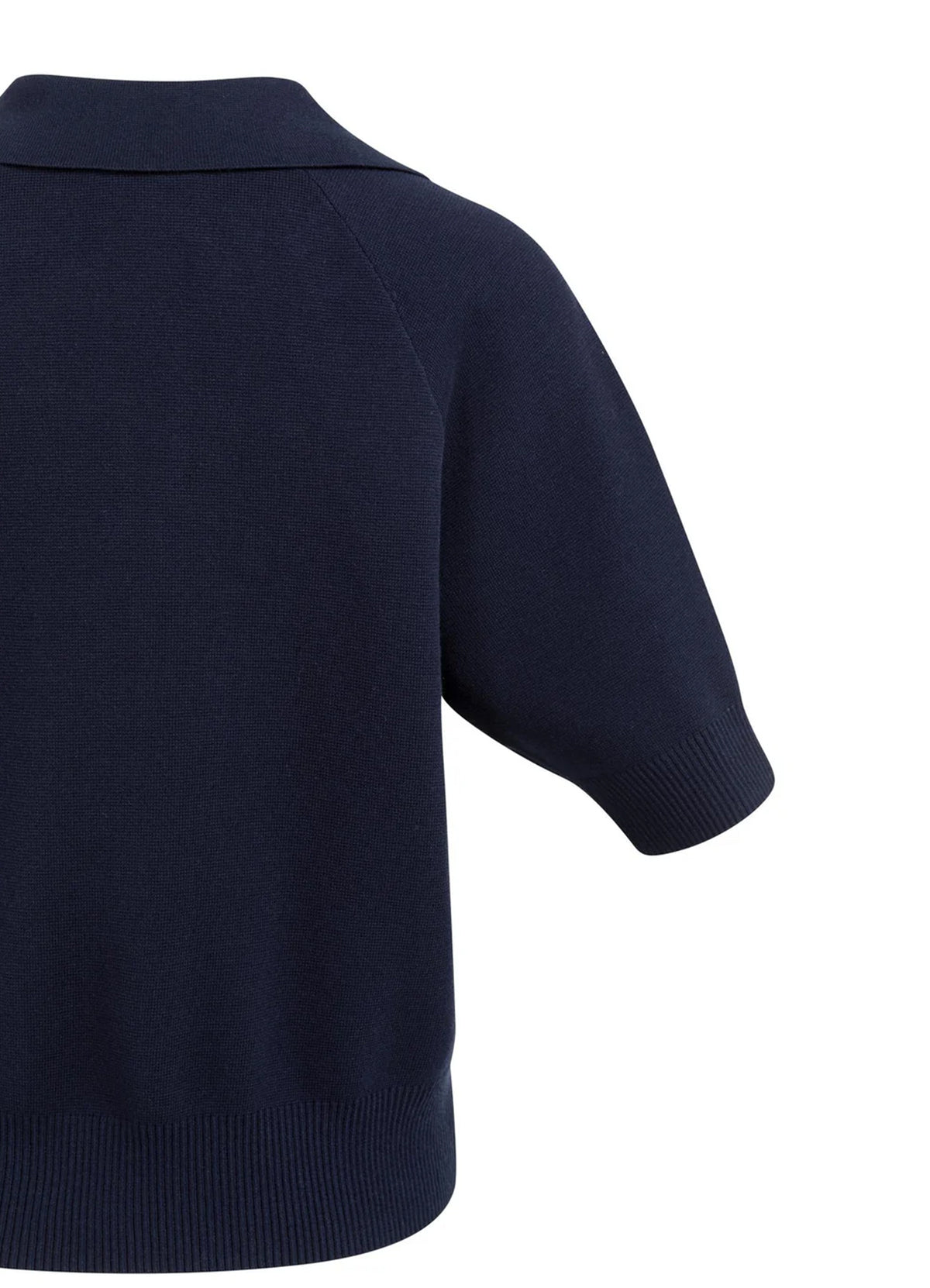 Short Sleeve Sweater With Coll : Navy Blazer Blue 93923