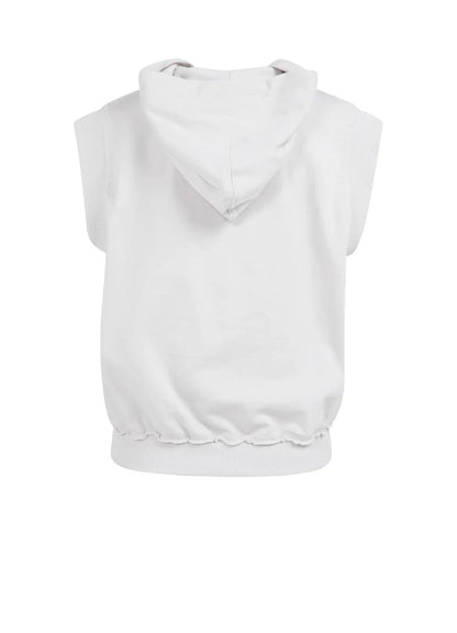 Sleeveless Hoodie With Cords : Temple Gray 30005