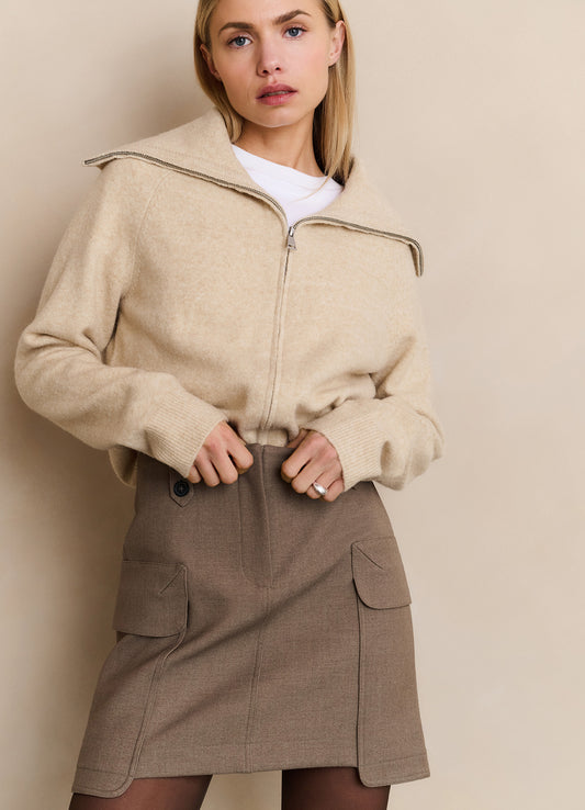 Woven Mini Cargo Skirt : Capers Melange 99008