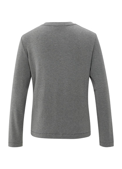 Long Sleeve Heavy Weight Jersey Top : Taupe Grey Melange