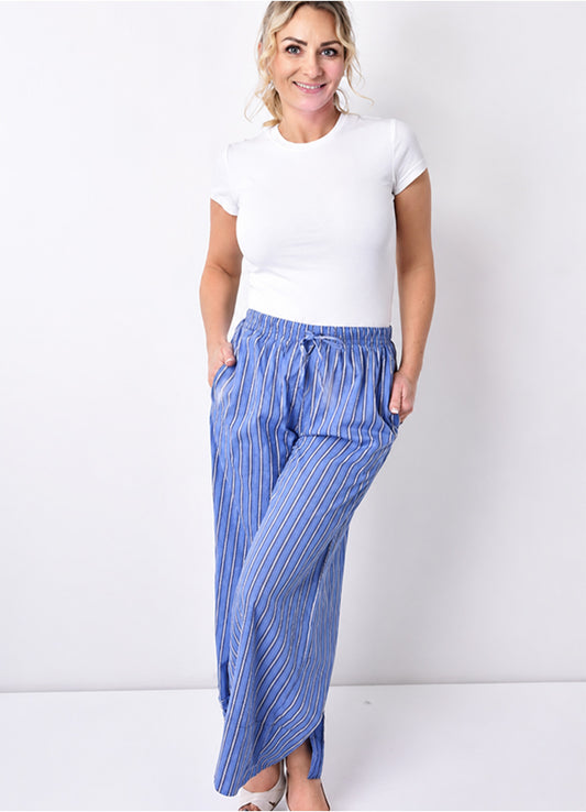 Pantalon Coton Large + Lien Taille : 0552 Bleu Fonce
