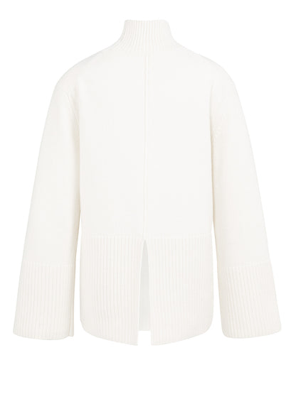 High Neckline Sweater Ls : Snowfall White 10002