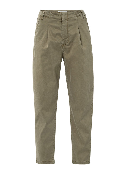 Woven Loose Fit Trousers With : Capers Brownish Green 80820