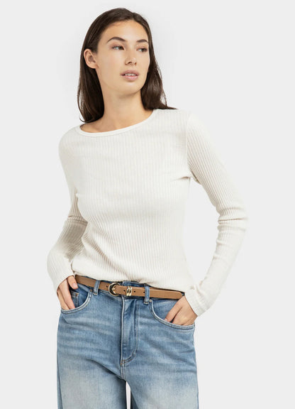 Ribbed Long Sleeve T-Shirt : Snowfall White 10002