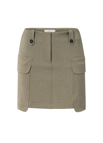 Woven Mini Cargo Skirt : Capers Melange 99008