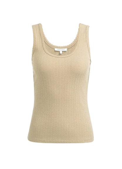 Rib Singlet With Fancy Edge : Khaki Green Melange 990452