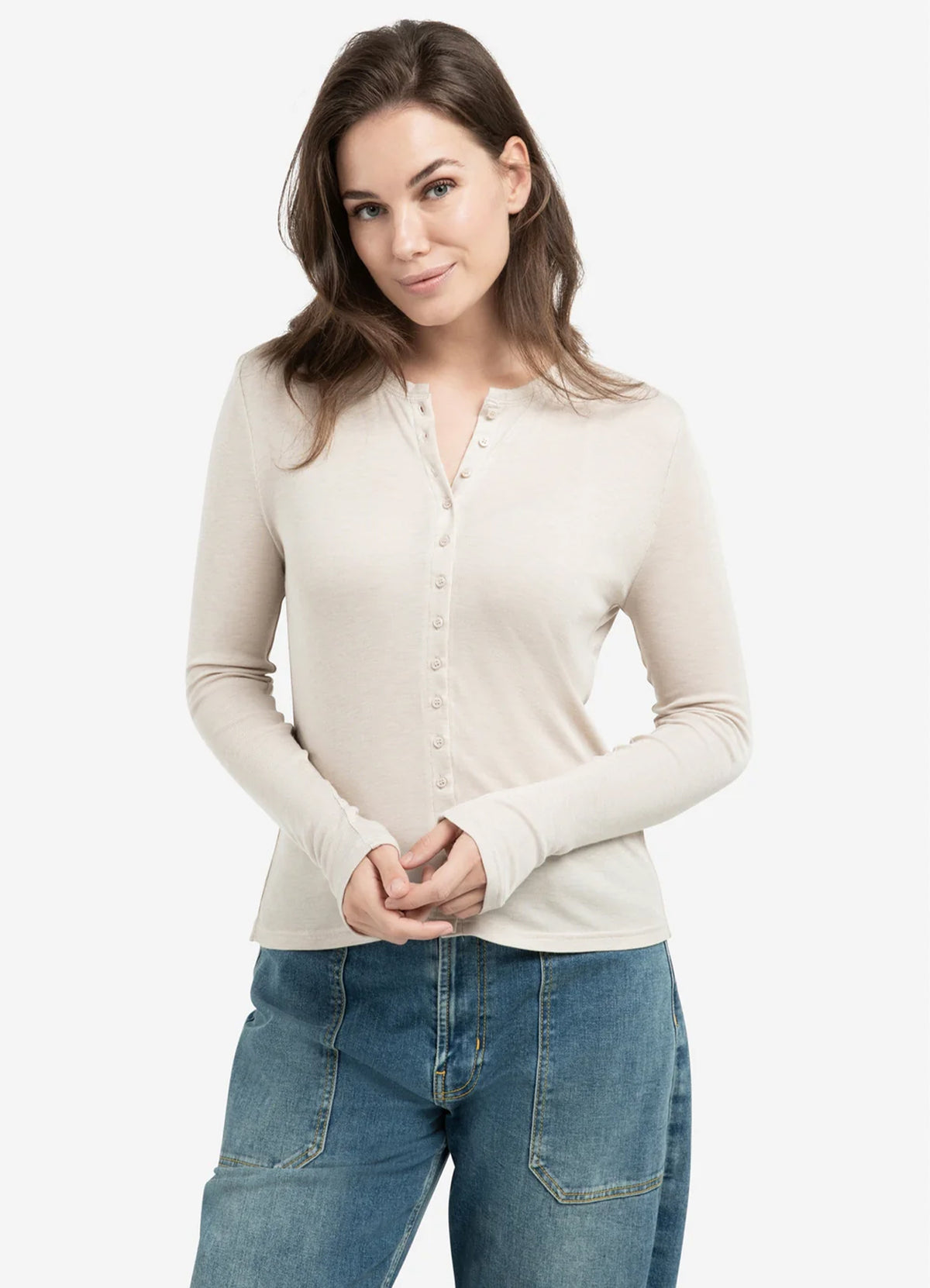 Jersey Cardigan With Small But : Slate Grey Melange 990552