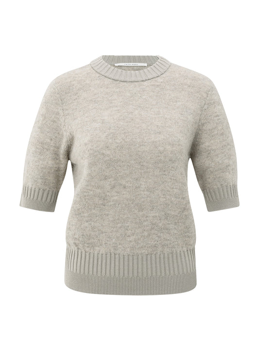 Short Sleeve Sweater With Rib : Brownish Grey 99018