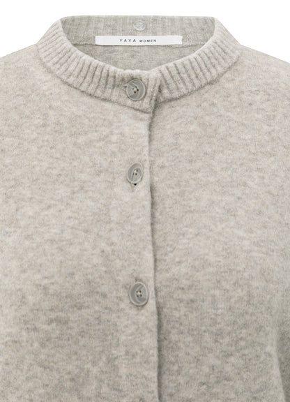 Cardigan With Detachable Woven : Brownish Grey 99018