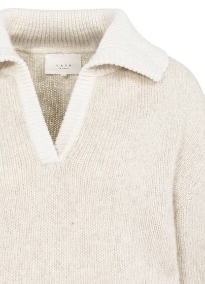 Sweater With Contrast Color Details : Heather Grey Dessin 990401