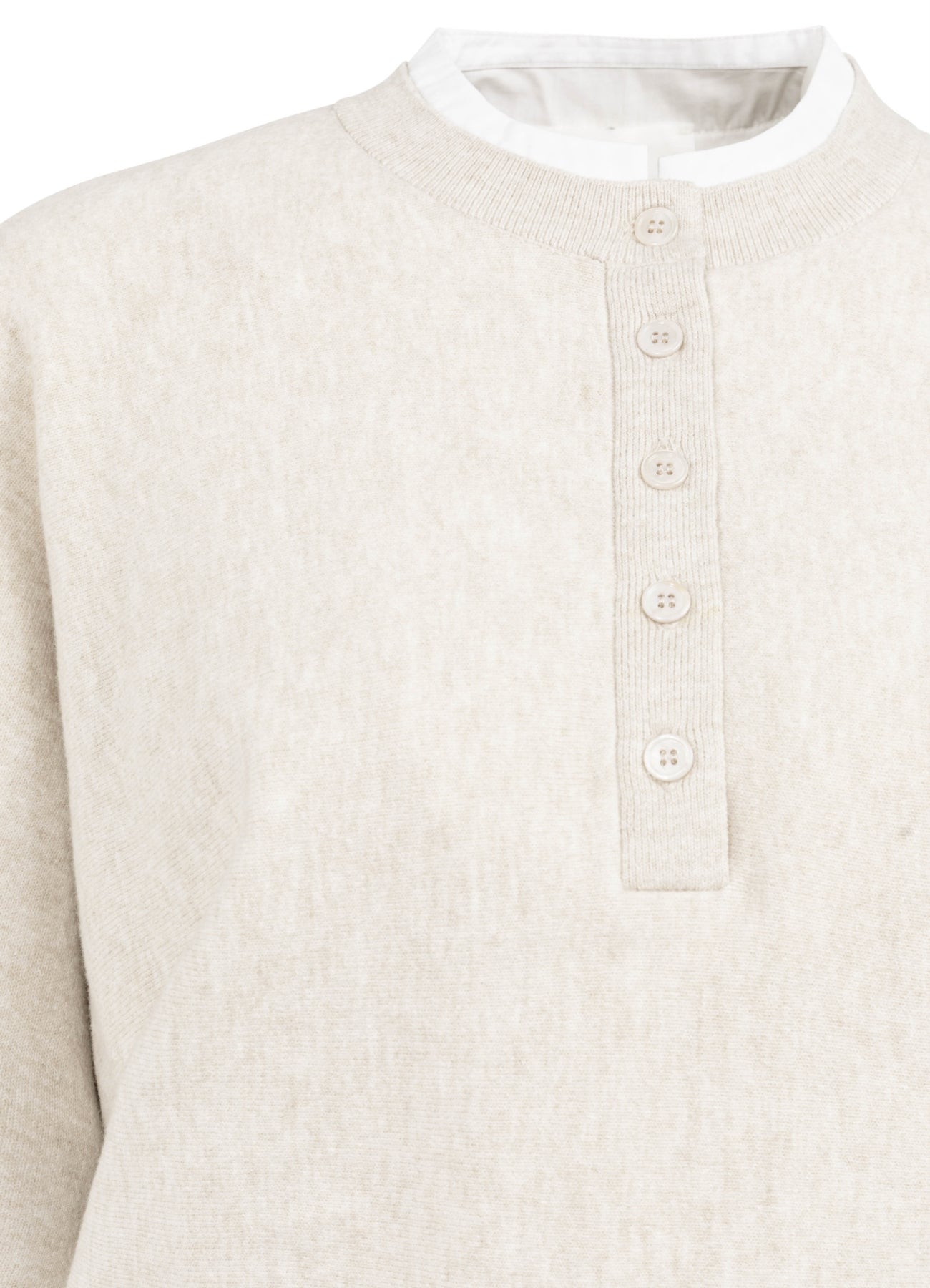 Batwing Sweater With Woven Details : Heather Grey Melange 990402