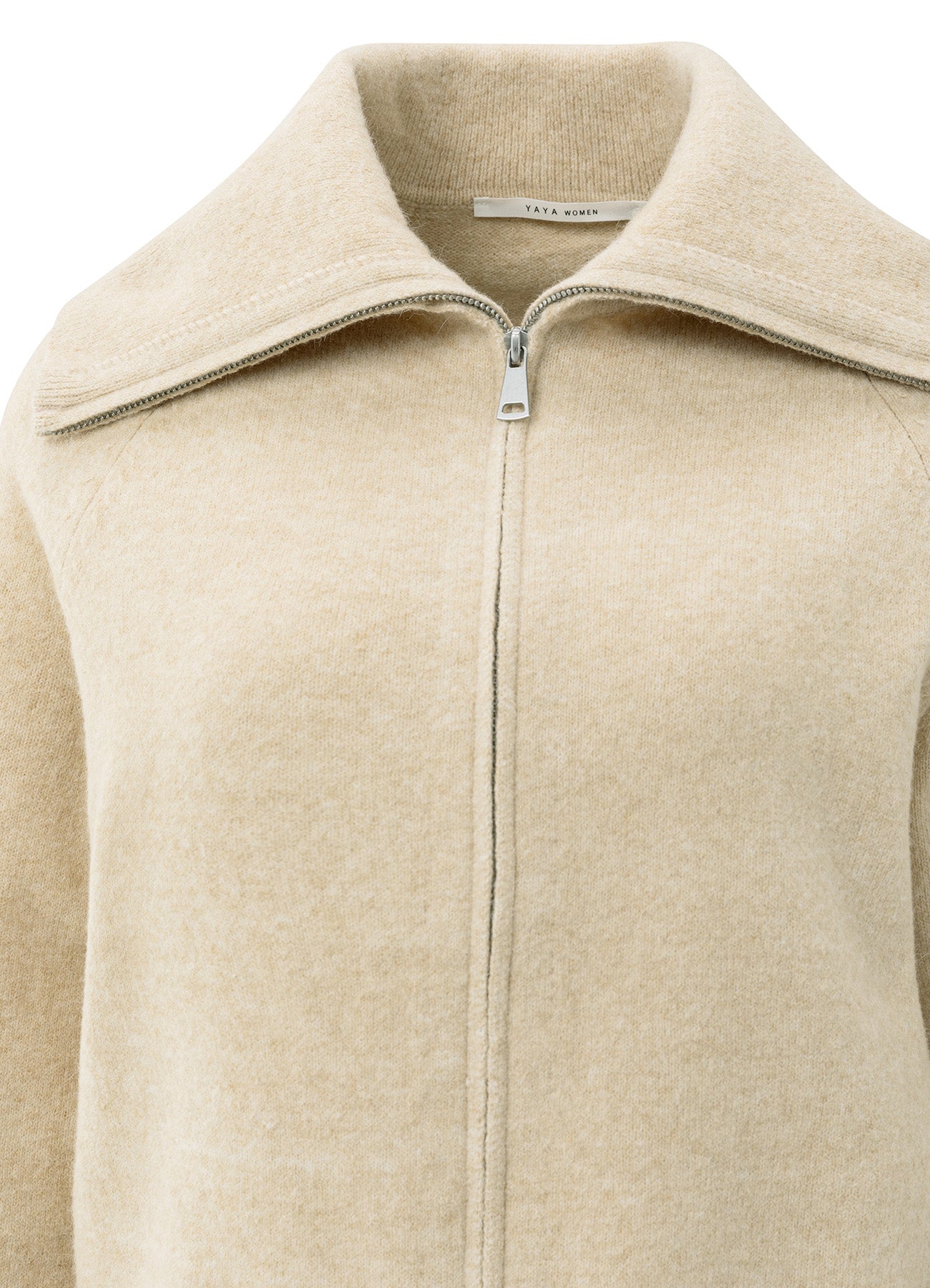 Cardigan With Zipper And Wide : Yellow Sand Beige Melange 99009