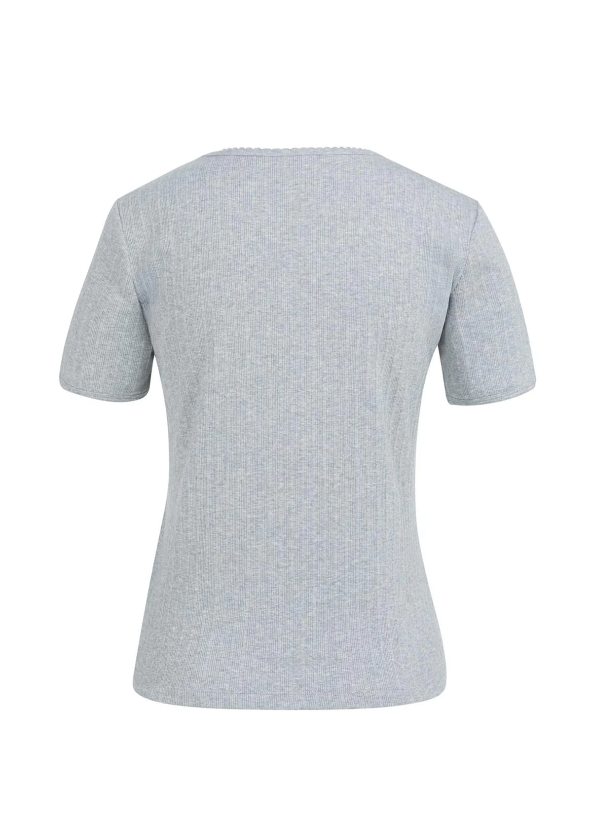 Short Sleeve T-Shirt In Ribbed : Medium Grey Melange 99022