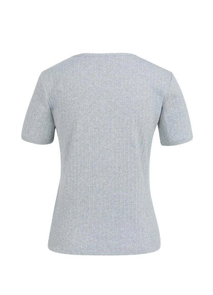 Short Sleeve T-Shirt In Ribbed : Medium Grey Melange 99022