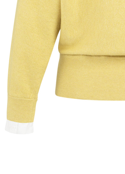 Batwing Sweater With Woven Details : Dried Moss Green Melange 406262