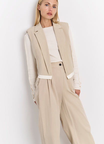 Long Sleeve Top With Buttons On Sleeves : Off White Knit 99990