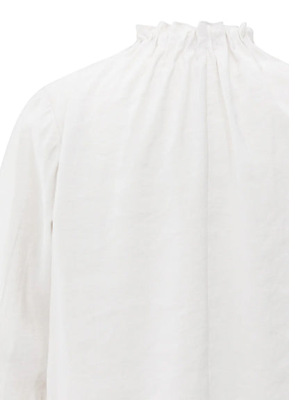 Ruffled High Neck Top : Early Frost White 990302