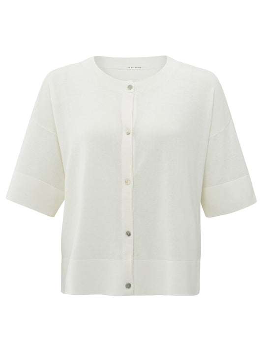 Oversized Fine Knitted Cardiga : Wool White 99691