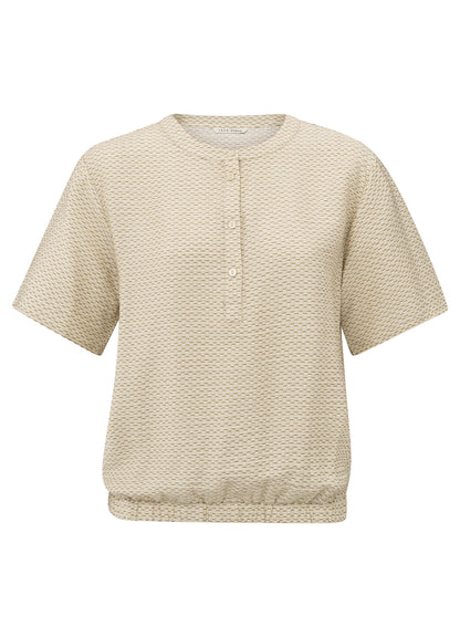 Printed Woven Polo With Rib Waistband : Soft Grey Dessin 999791