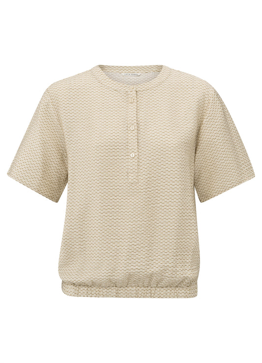 Printed Woven Polo With Rib Waistband : Soft Grey Dessin 999791