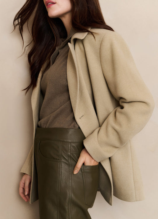 Faux Leather Carrot Fit Trouse : Capers Brownish Green 80820