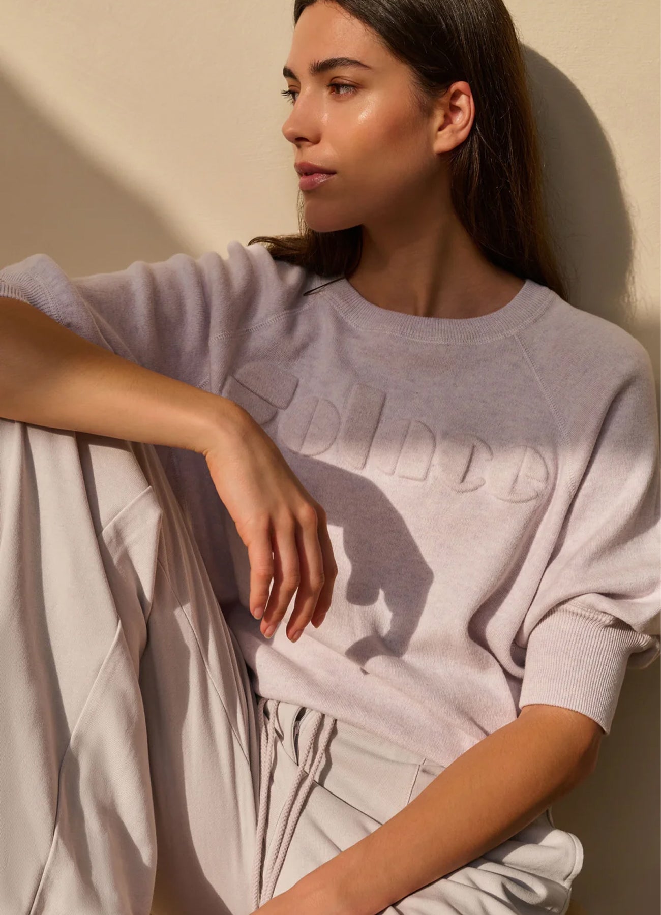 Sweater Raglan Sleeves With Ar : Gray Lilac Melange 338042