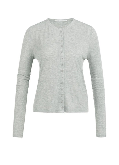 Jersey Cardigan With Small But : Medium Grey Melange 99022