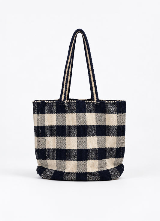 Sac Cabas Toile Echiquier : 0550 Bleu Fonce