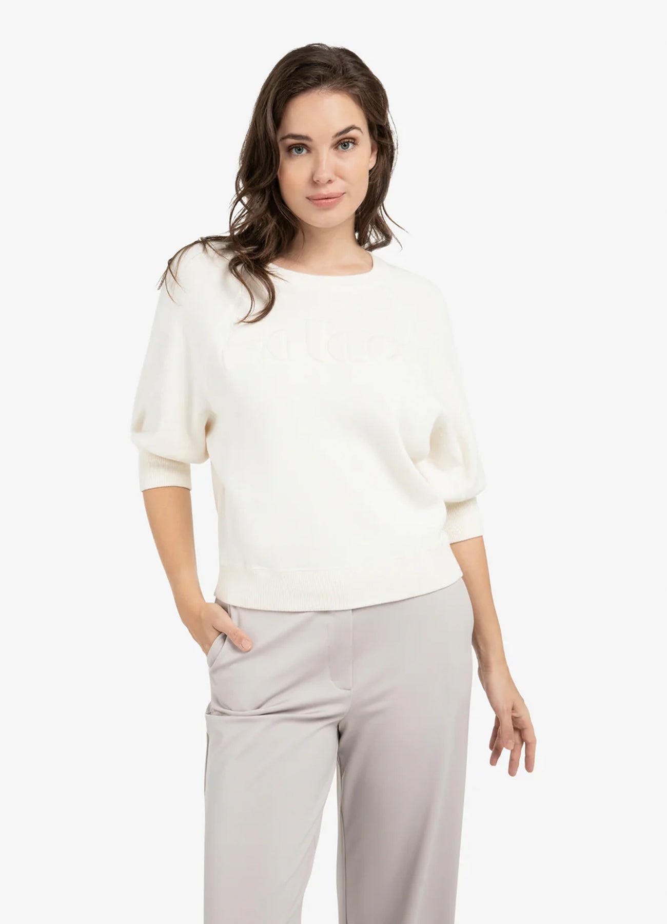 Sweater Raglan Sleeves With Ar : Ecru Melange 990532
