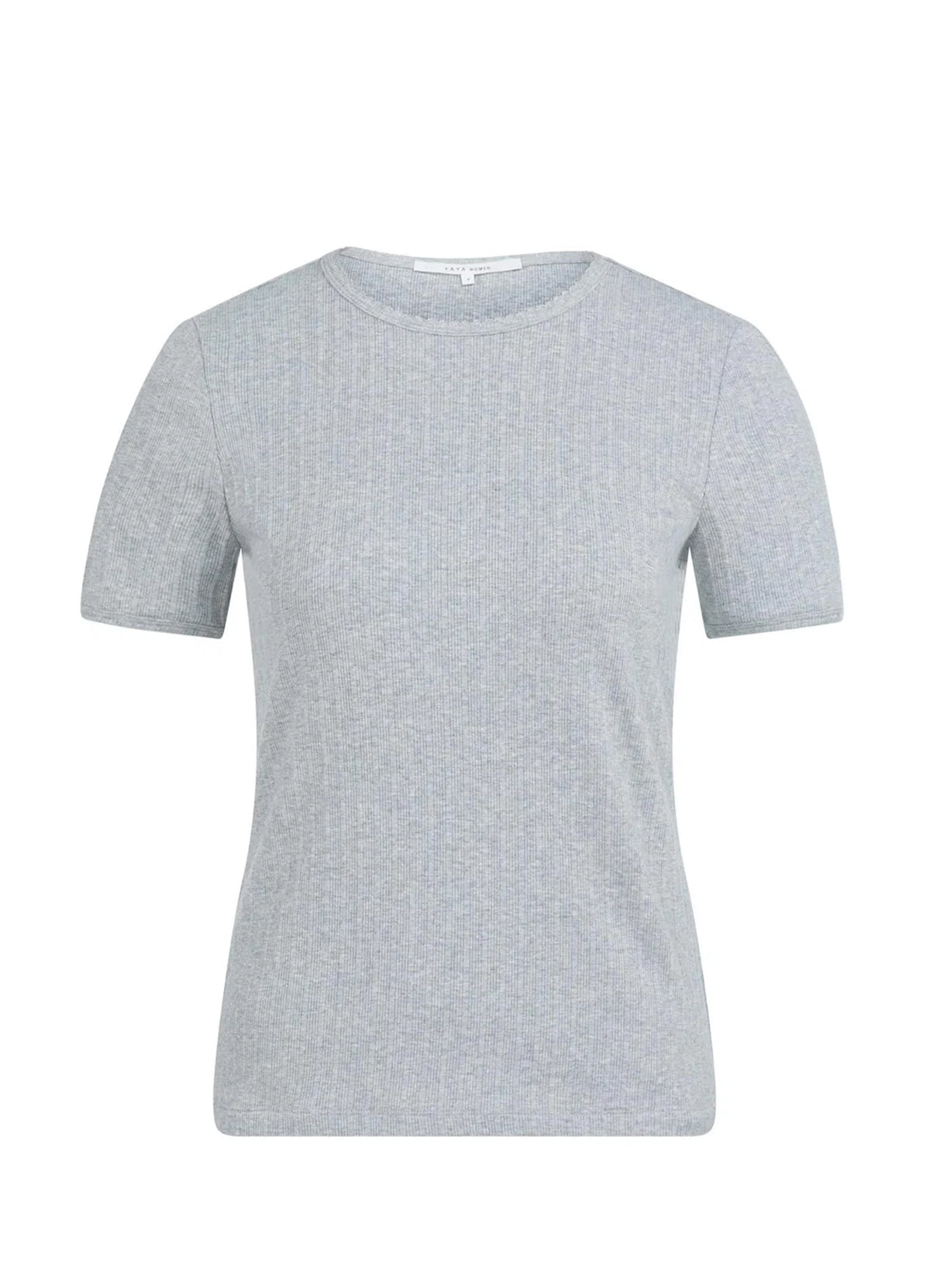 Short Sleeve T-Shirt In Ribbed : Medium Grey Melange 99022