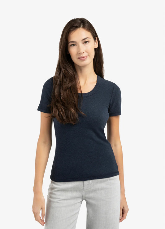 Round Neck Short Sleeve T-Shir : Navy Blazer Melange 939232