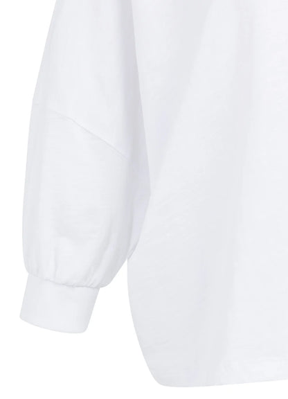 Oversized Jersey Top With Cuffs : Pure White 00000