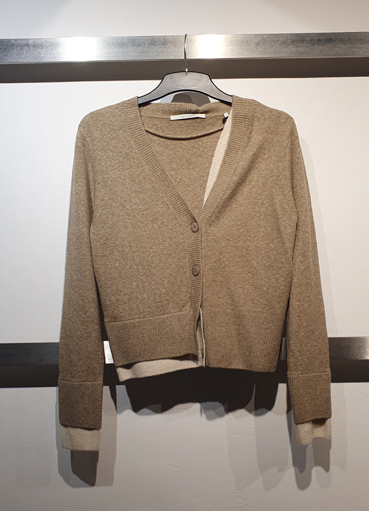 Cardigan With Contrast Details : Sand Beige Melange 990062