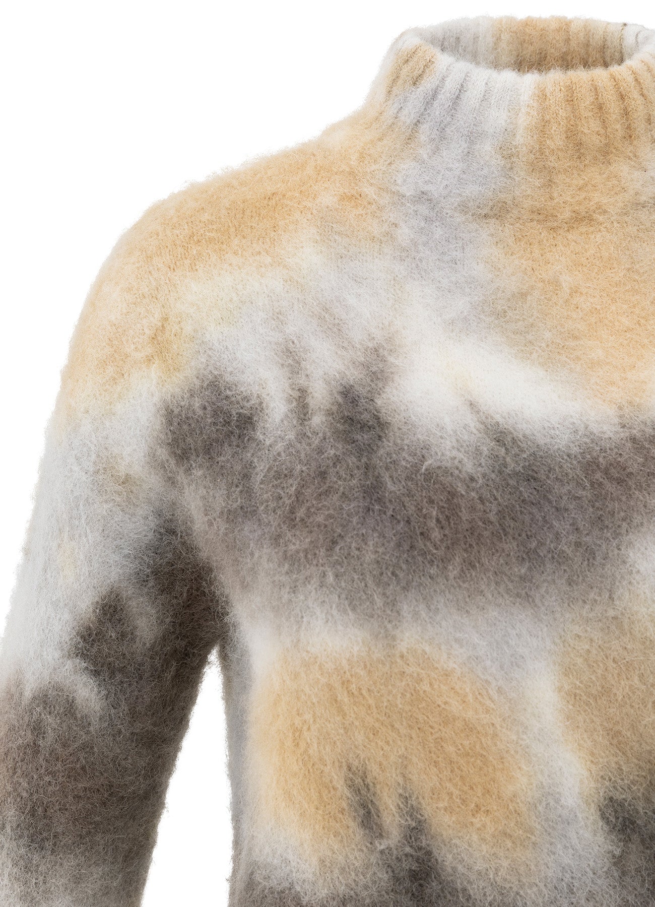 High Neckline Print Sweater Ls : Dark Taupe Grey Dessin 00001