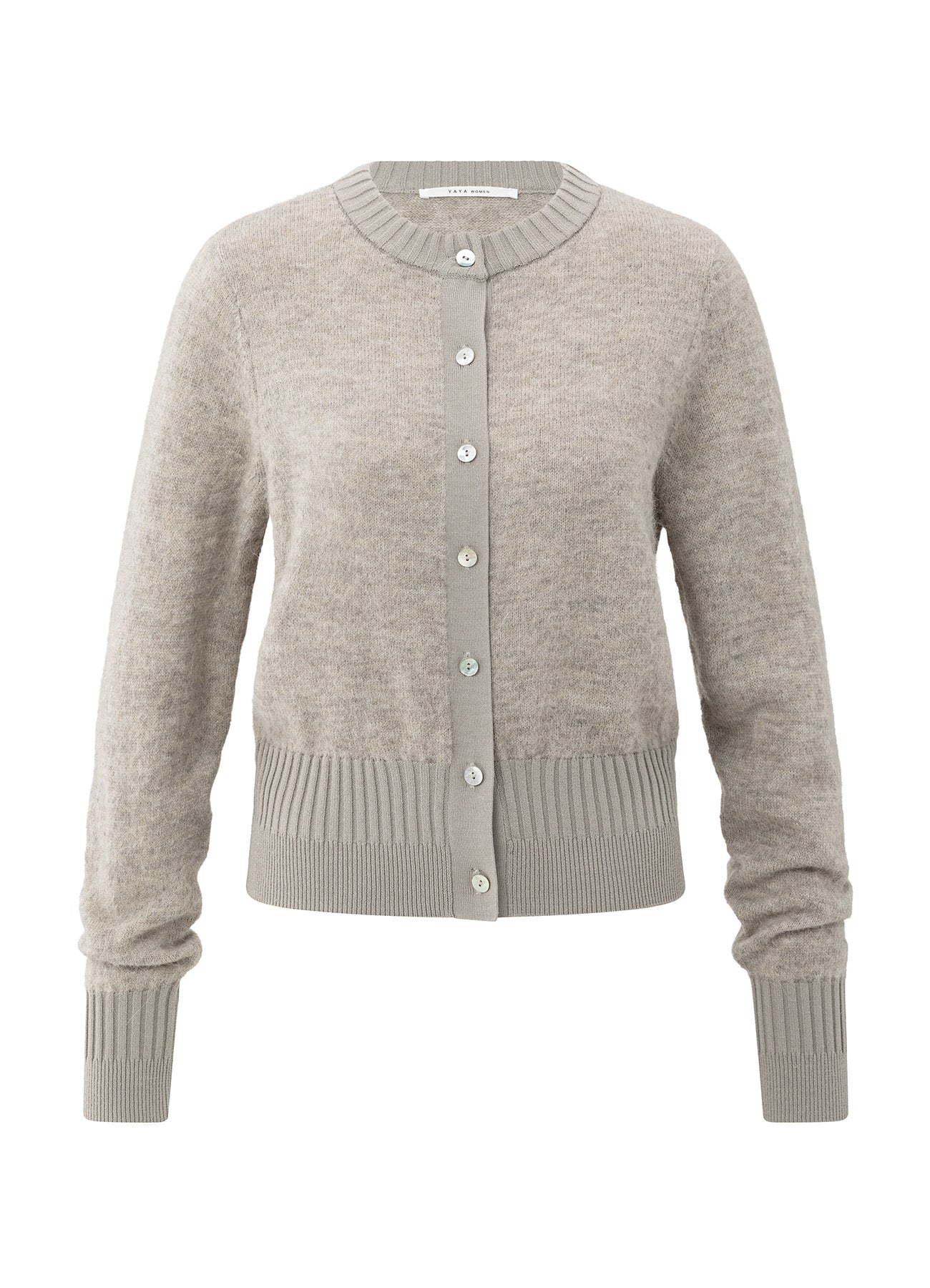 Cardigan With Rib Detail : Brownish Grey 99018