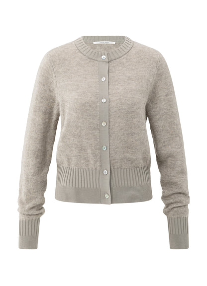 Cardigan With Rib Detail : Brownish Grey 99018