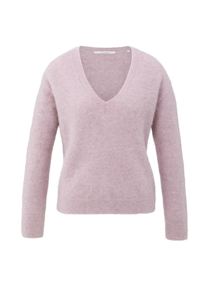 V-Neck Sweater Ls : Cloud Gray Purple 24001