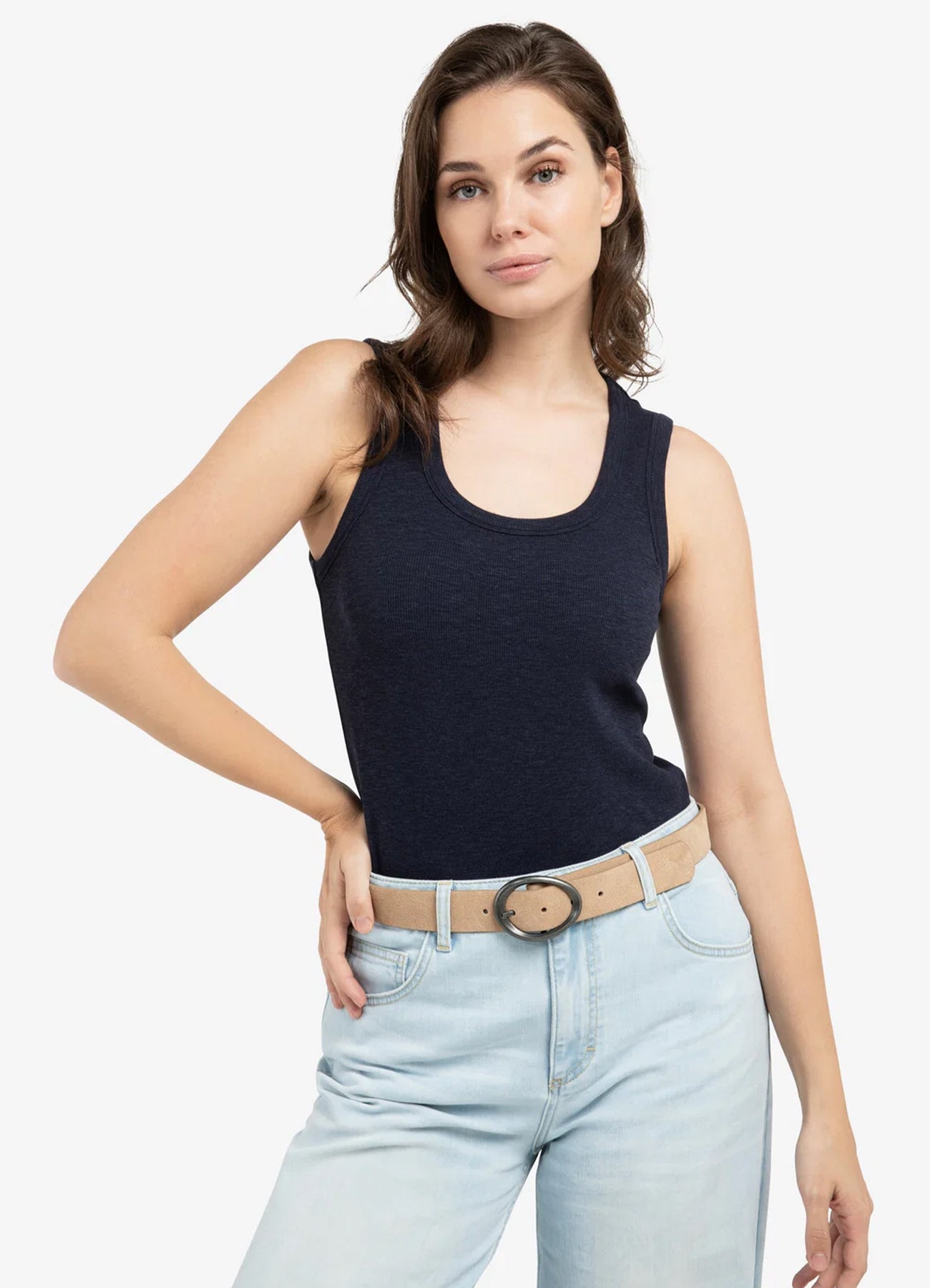 Rib Singlet With Round Neck : Navy Blazer Blue 93923