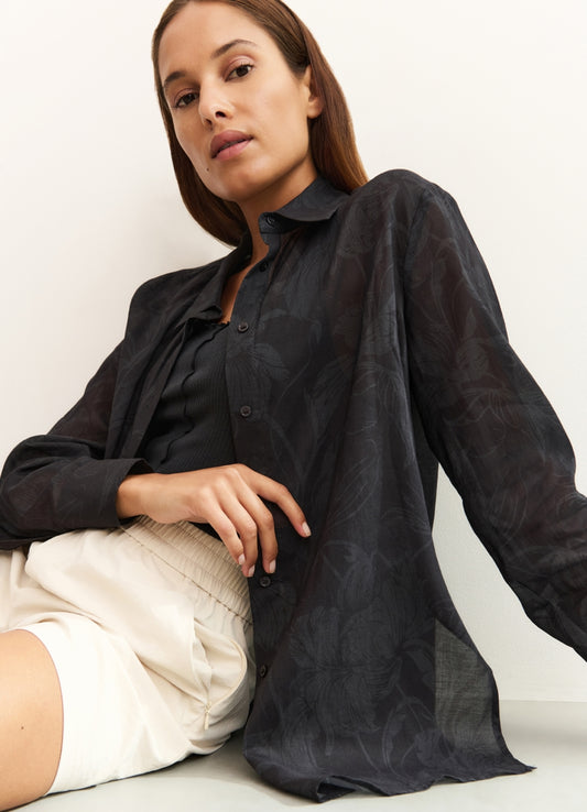 Singlet With Frilled Seams : Washed Black 99989