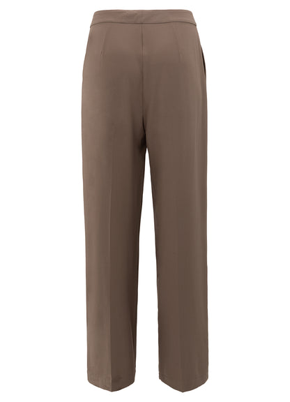 Woven Wide Leg Trousers : Greyish Brown 99948