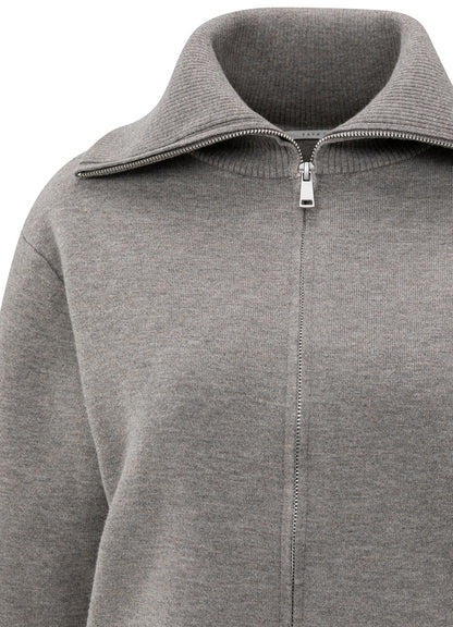 Cardigan With High Neckline : Taupe Grey 80307